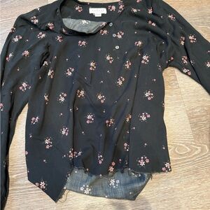 Velvet Black Floral Women's Top- size M